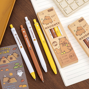 Sevimli karikatür Capybara büyük 0.5mm plastik nötr öğrenci yazma aracı yapılmış öğrenciler için çabuk kuruyan jel kalem - Product Image 3