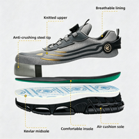 Chaussures de travail sportives en acier avec coussin d'air respirant et bouton rotatif pour hommes – Chaussures de sécurité légères en gros