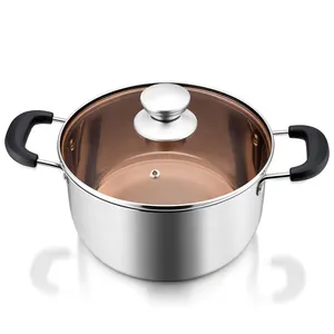 Cookware Food Grade Sauce Pan 4QT Soup Pot with Glass Lid Metal Camping Cooking Pot Stainless Steel Stock Pot