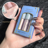 HERORANGE Fantasy Galaxy Fard à paupières liquide tricolore, paillettes, brillant, satiné, lumineux, ultra-scintillant, imperméable, longue tenue