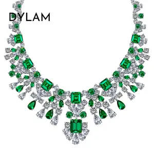 Dylam Vintage Fine Jewelry Necklace Prom Party Luxury Accessories Wedding Bridal Full Diamond 5A Zirconia Layer Pendant Necklace