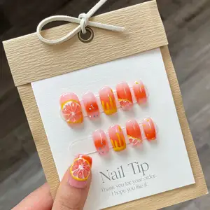 Puntas acrílicas de gel pintadas a mano personalizadas hermosa prensa hecha a mano de alta calidad de lujo en las uñas