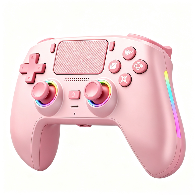 PS5/PS4/PC Wireless Gamepad Controller with RGB Strips Vibration Hall Effect Programmable Buckles 6-Axis Turbo Button Controller