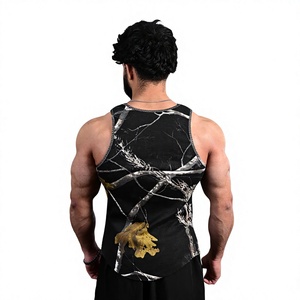 Camiseta sin mangas transpirable con estampado de camuflaje para hombre, de secado rápido, ecológica, sublimada, informal y moderna para el verano. - Product Image 2