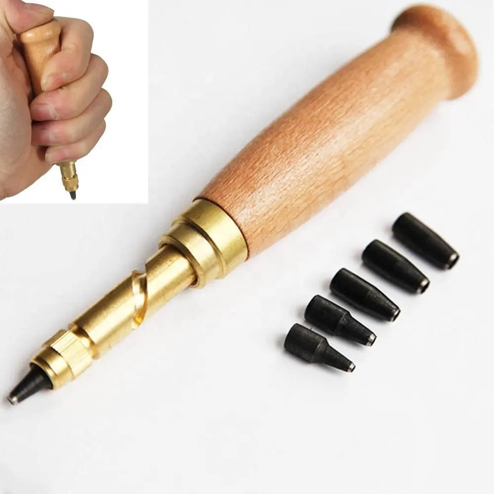 YIFENG adjustable wooden handle custom hole screw automatic center punch tool for hole making