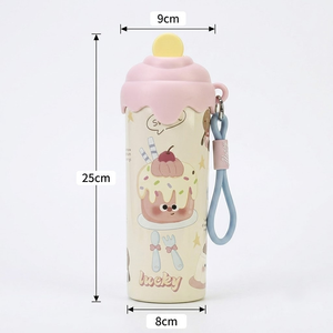Simpatico Bicchiere Termico in Acciaio Inox 316 da 20oz con Design a Cartone Animato per Gelato, con Coperchio e Manico per Bambini e Donne - Product Image 2