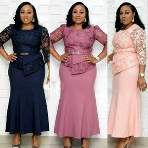 Abito lungo taglie forti turco da donna autunno nuovo pizzo cuciture africano abito lungo causale - Product Image 1