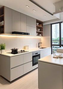 Mobili da <span class=keywords><strong>Cucina</strong></span> Modulari Moderni in Legno con Lavello in Vetro e Rubinetto a Cerniera - Personalizzabili <span class=keywords><strong>per</strong></span> Appartamenti - Product Image 4