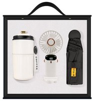 Set Souvenir Bisnis Personalisasi Termasuk Kipas Mini, Gelas Air, dan Payung, Hadiah Kesejahteraan Karyawan yang Ideal