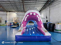 Tunnel gonflable à obstacles en forme de bouche de requin pour enfants, idéal pour l'extérieur, en PVC, usage commercial, simple