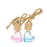6ML forme de coeur coloré dégradé couleur bouteille aromathérapie violet bleu aromathérapie voiture parfum roseau diffuseur bouteilles en verre