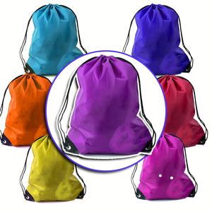 Sac à dos Cinch à logo personnalisé sac à cordon coloré en polyester 210D sac à cordon à logo imprimé personnalisé - Product Image 6