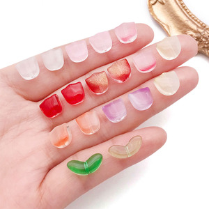 Colored Glass <b>Leaf</b> Pendant Half Moon Shape For Bracelet Making DIY Jewelry Accessories - Product Image 2