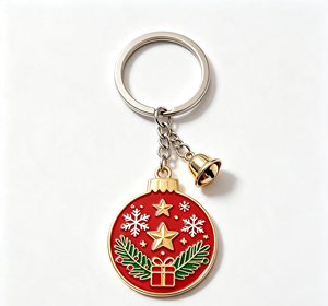 Porte-clés en métal émaillé de Noël, porte-clés en alliage de zinc avec breloque clochette, cadeau de vacances, souvenir promotionnel - Product Image 3