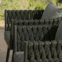 Ensemble de salle à manger d'extérieur en aluminium pour patio, restaurant, jardin, balcon, table et chaises en corde pour villas