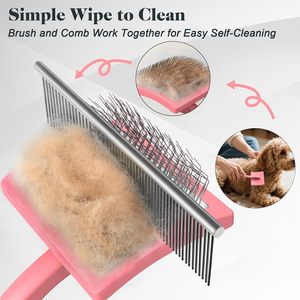 แปรงขนสัตว์เลี้ยง Air-Elastic Slicker Brush 304 สแตนเลสสตีล พร้อมด้ามจับโค้งรูปตัว S สำหรับกำจัดขนและสิ่งสกปรก  เครื่องมือสำหรับร้านค้าปลีก - Product Image 5