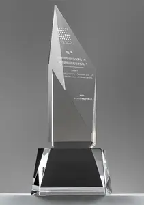 Brilliant crystal K9 crystal flame award con lati blu