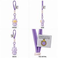 Porte-clés Figurine de Dessin Animé Mignonne, Breloque de Sac en Corde Tressée Kawaii, Pendentif Rond en Acrylique Plastique Imprimé UV Tendance