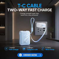 Batterie externe portable 10000 mAh à affichage LED, double USB Type-C 10W, avec 4 câbles de charge intégrés et logo personnalisé – Meilleures ventes
