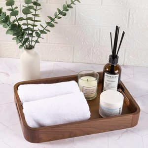 Japanese Style Rectangular Solid Wood <b>Tray</b> With Handles For Serving Food And <b>Tea</b> - Product Image 3