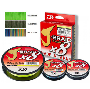 DAIWA เอ็นตกปลา10lbs ถึง100lbs,เอ็นตกปลาพร้อมกรรไกรทำจาก <span class=keywords><strong>PE</strong></span> 8เกลียวถัก300ยาว500ม. J-BRAID ม. 8X ม. - Product Image 1