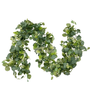 Guirnalda Artificial de Eucalipto Blanco Ailan con Bayas, Ramas Verdes Silver Dollar, Plástico Ecológico, 1.8m, Decoración Interior para el Hogar - Product Image 1