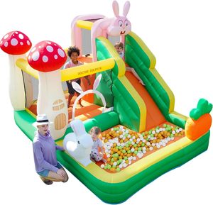 Château gonflable bleu clair personnalisé avec toboggan et piscine à balles, grande structure gonflable d'extérieur pour la <span class=keywords><strong>location</strong></span> événementielle - Product Image 6