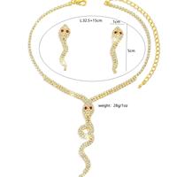Perhiasan trendi anting-anting liontin ular berlian imitasi Stud dan kalung pesona ular hewan untuk dekorasi Karnaval Wanita