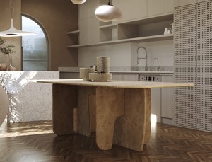 Sang Trọng Cao Cấp Thổ Nhĩ Kỳ Travertine Bàn Ăn Tự Nhiên Đá Vuông Bàn Nhà Bếp Bằng Đá Cẩm Thạch Chắp Vá Đơn Giản Bàn Ăn - Product Image 2