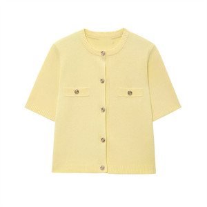 KAR&OT ZA Novedad Verano 2025 Top Corto Tipo Cárdigan <span class=keywords><strong>de</strong></span> Punto para Mujer en Color Sólido con Cuello Redondo 6236009 1822023 1822022 - Product Image 5