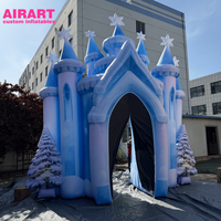 Château gonflable tunnel sur le thème de la neige de 6 m de haut pour fête d'anniversaire, festival en plein air, arche de château gonflable
