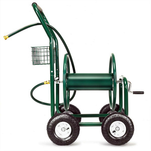 Enrouleur de tuyau d'arrosage 90 mètres avec roues et panier pour l'arrosage extérieur - Product Image 2