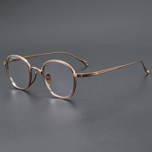 Kmn1234 monture de lunettes rétro en titane pur dix mille ans tortue diamant visage spécial couleur or montures de lunettes - Product Image 1