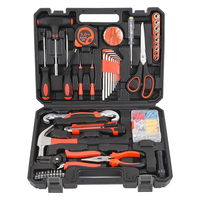 Ensemble d'outils de quincaillerie pour la maison, kit de réparation pour charpentier et électricien avec tournevis, marteau, pinces, scie et étui