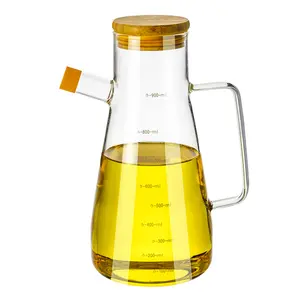 Bote de vidrio para aceite de oliva, tarro de condimentos sellados para sal y azúcar, contenedor de almacenamiento de cocina, 900ml, venta al por mayor