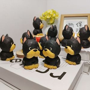 Sculpture sur bois personnalisée de chien <span class=keywords><strong>Dubin</strong></span>, ornement de bureau en forme d'animal du zodiaque, artisanat en bois - Product Image 3