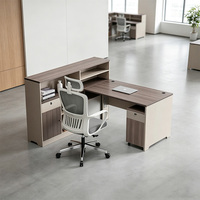 Poste de travail pour 2 personnes avec étagères de rangement intégrées, armoire verrouillable pour espace de travail commercial