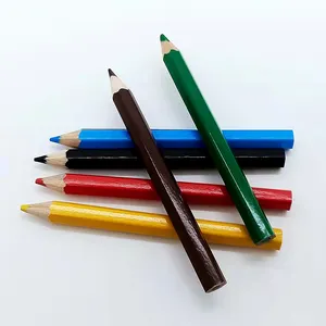 مجموعة التلوين مكونة من 6 قطع أقلام ملونة صغيرة مجموعة الأقلام الملونة الخشبية للأطفال سهلة الرسم مجموعة الأقلام المعدنية القصيرة للأطفال