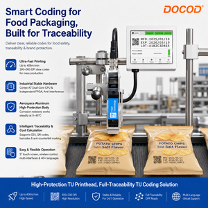 เครื่องพิมพ์อิงค์เจ็ท Docod OEM/ODM T180 ขนาด 12.7 มม. สำหรับพิมพ์รหัสชุดผลิตภัณฑ์ รหัส QR บนถุงพลาสติก เพื่อการติดตามต้นทางของแบตเตอรี่ - Product Image 4