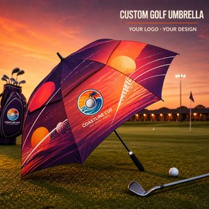 Parapluie de golf droit moderne multicolore personnalisé, grande baldaquin, coupe-vent, ouverture automatique, pour adultes - Product Image 1