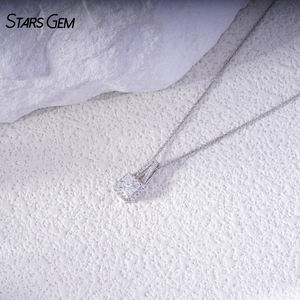 Starsgem 0.65ct Princess Cut DEF VS Lab Grown Diamond 18K Oro blanco sólido Collar con colgante de diamante unisex clásico - Product Image 1