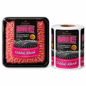 FX Waterproof BOPP Custom Printing Beef Packaging Labels Freezer Grade Adhesive Roll Stickers for Frozen Meat Food Products - Product Image 1