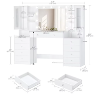 Commode de chambre à coucher en chêne moderne avec miroir éclairé par LED, 10 tiroirs, prise de courant intelligente, écologique, durable, rangement pour appartement