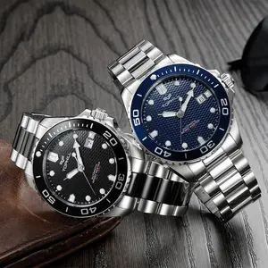 OEM ODM Custom Brand Logo Luxury Waterproof Luminous Stainless Steel Automatic Mechanical Diver Diving Dive Watches For Men