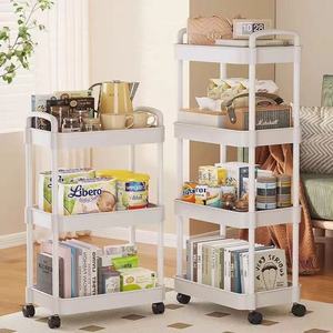 Large Plastic Trolley 3 Floors Movable <b>Storage</b> <b>Cart</b> For Kitchen Bedroom Home Organization Flexible Design Rectangle Shape - Product Image 4