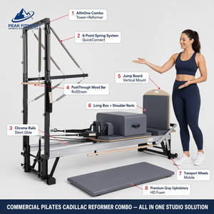 Lit de Pilates demi-hauteur en bois d'érable blanc, ensemble cinq pièces pour studio de fitness personnel, salle de sport et entraînement à domicile P9A - Product Image 1