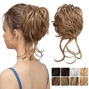 SARLA Wholesale Style Curly Synthetic Elastic Band Hair Accessories Bun Postiches Chignon Extensions For White Women