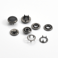 Kancing Tekan Logam Kuningan 12mm Bulat Berlapis Flatback 4-Bagian Mutiara Hitam Model Prong Snap Warna Nikel/Gun Metal # 333