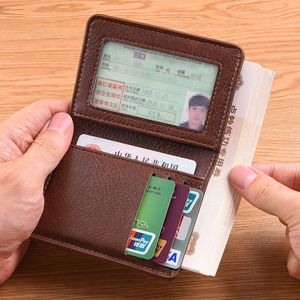 <b>Men's</b> Ultra Thin Compact Vertical <b>Wallet</b> Brown Soft Leather Multi Card Slot Driver License Holder Everyday Use - Product Image 2