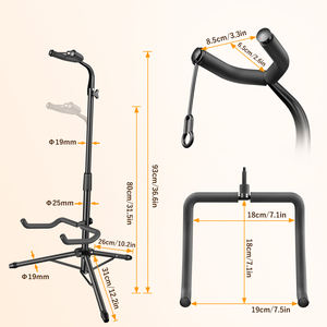 Accessoires pour instruments de musique, support de <span class=keywords><strong>guitare</strong></span> pliable réglable en hauteur, en métal, portable, pour guitares électriques, acoustiques, basses - Product Image 4